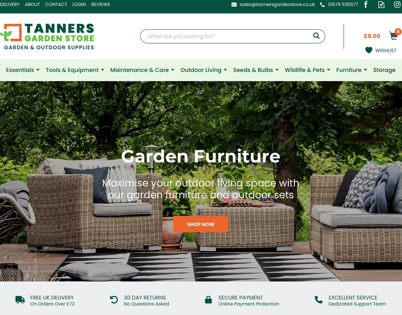 New Ecommerce Partnership & Website Launch - Tanners Garden Store