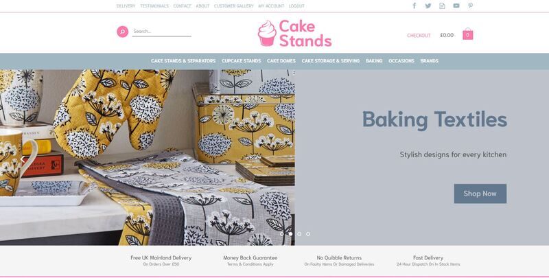 New Website Launch and E-commerce Partnership - Cake Stands